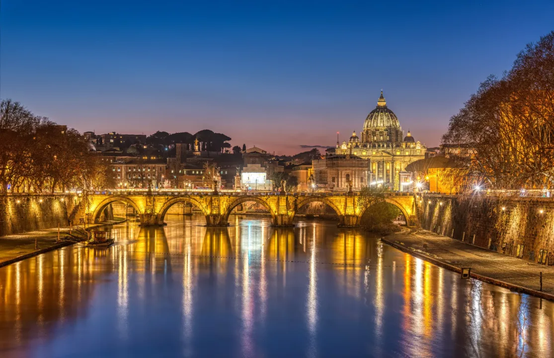 Tiber River and St. Peter's Basilica in rome italy