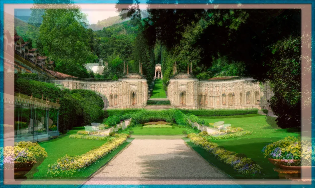 Aerial view of Villa d'Este on the shores of Lake Como