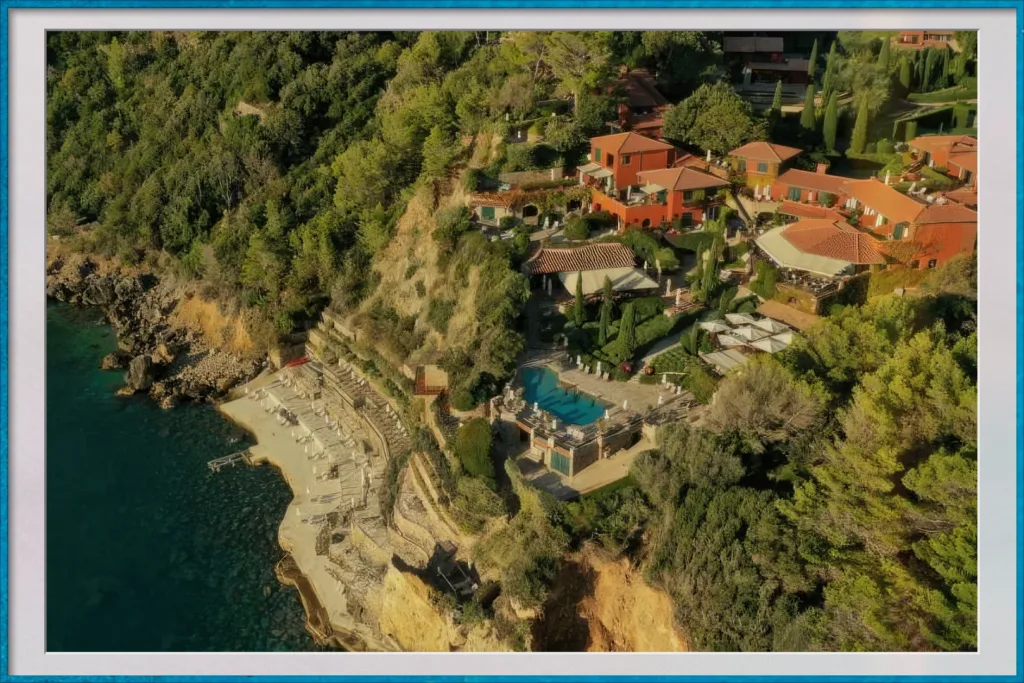 Exterior of Hotel Il Pellicano overlooking the Mediterranean Sea