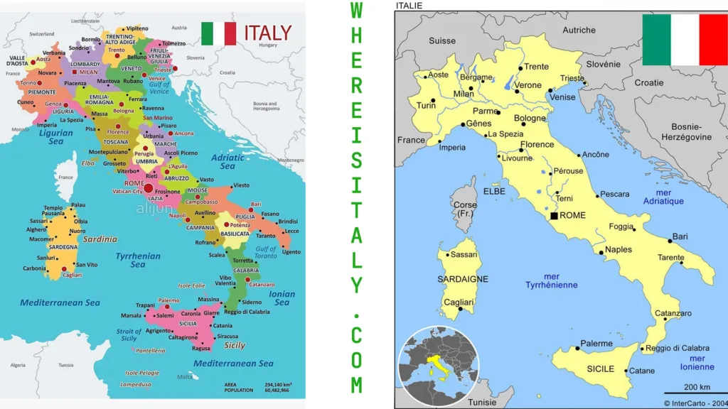 Illustration of Cities in Italy on a Map