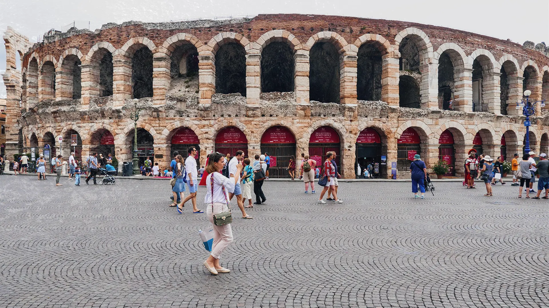 View of the Verona's Roman Arena, an ancient amphitheater in Italy